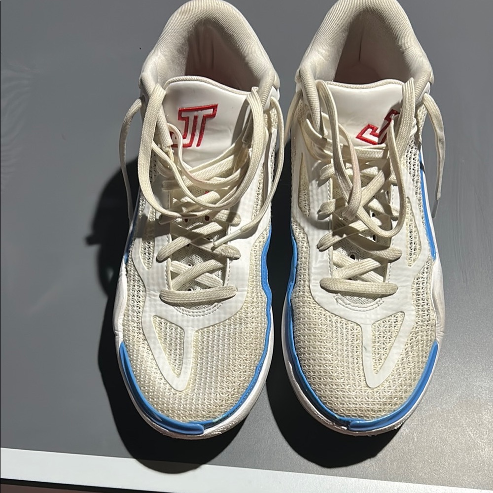 Jordan Tatum 1 Athletic Shoes - White, Blue, Red View 2